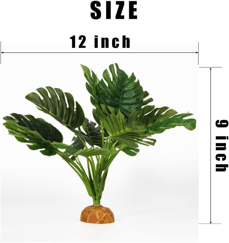 WOLEDOE Fake Monstera Plants, Reptile Terrarium Decor, Bearded Dragon Tank Accessories fit Crested Gecko Leopard Lizard Chameleon Ball Python Snake Frog - Image 2